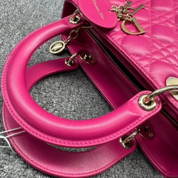 Dior Lady Lambskin Pink Leather Medium Satchel Bag ccofb1450-102525 - Picture 10 of 16